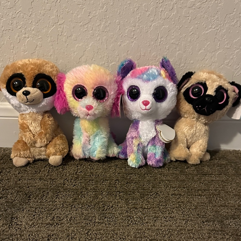 Ty Stuffed Animals Set - Brown, Pink, Multicolor
